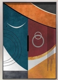 Abstract art piece with geometric shapes and colors