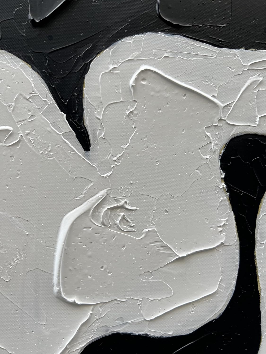 Close-up of a textured surface with black and white colors