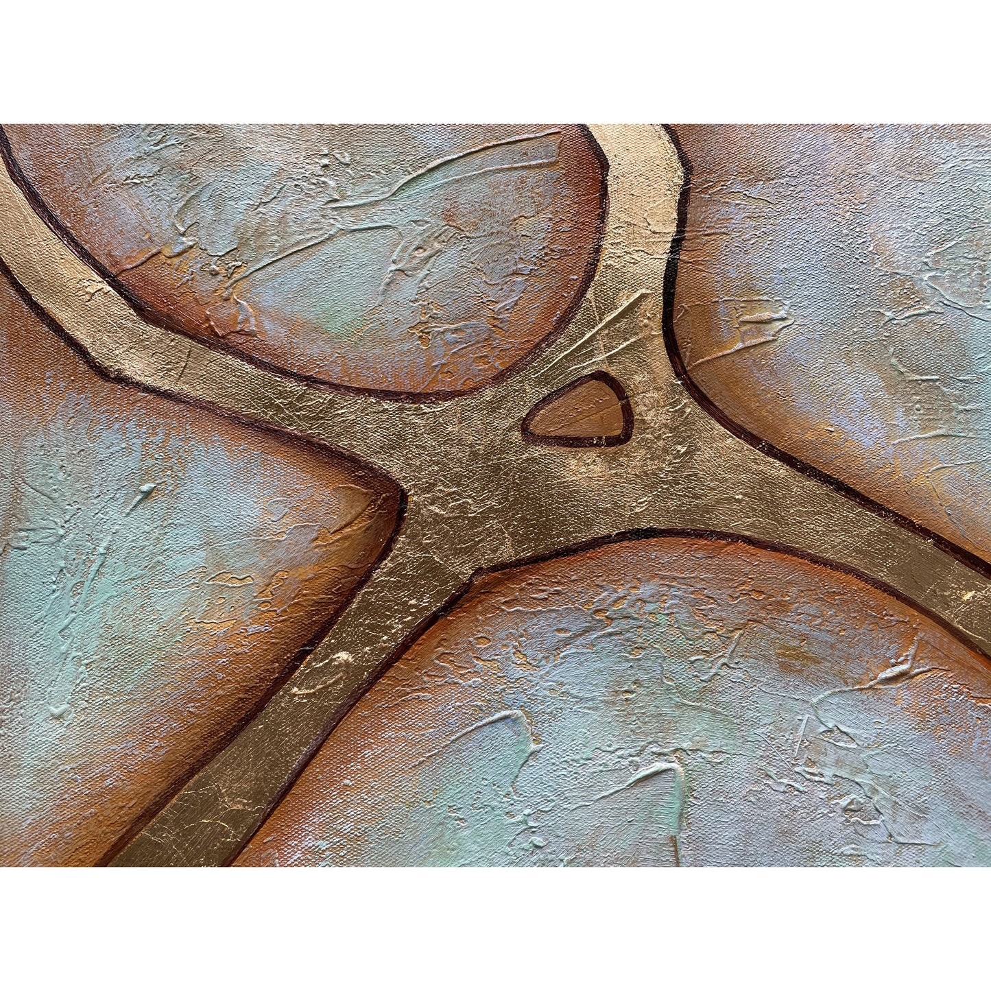 Abstract art with textured brown and beige colors on a white background