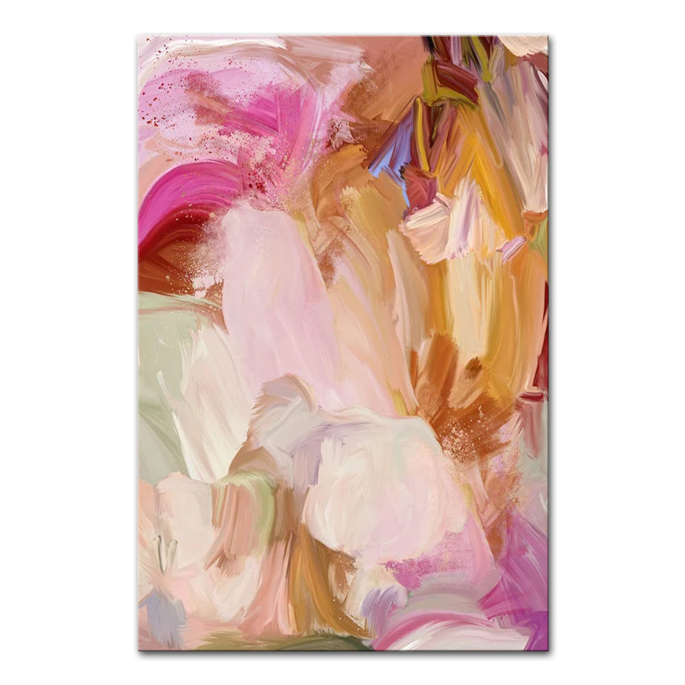 Abstract art print with pastel colors on a white background