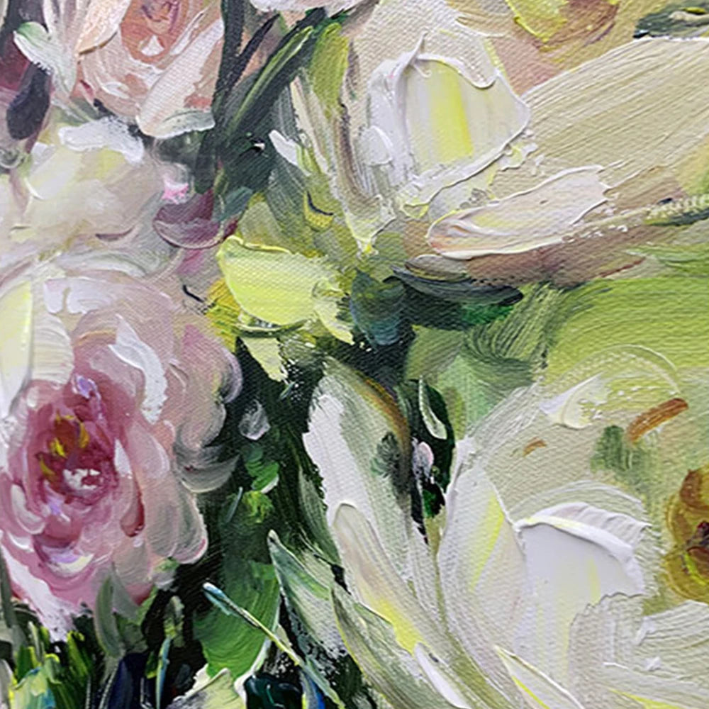 Close-up of a painting of flowers with soft focus