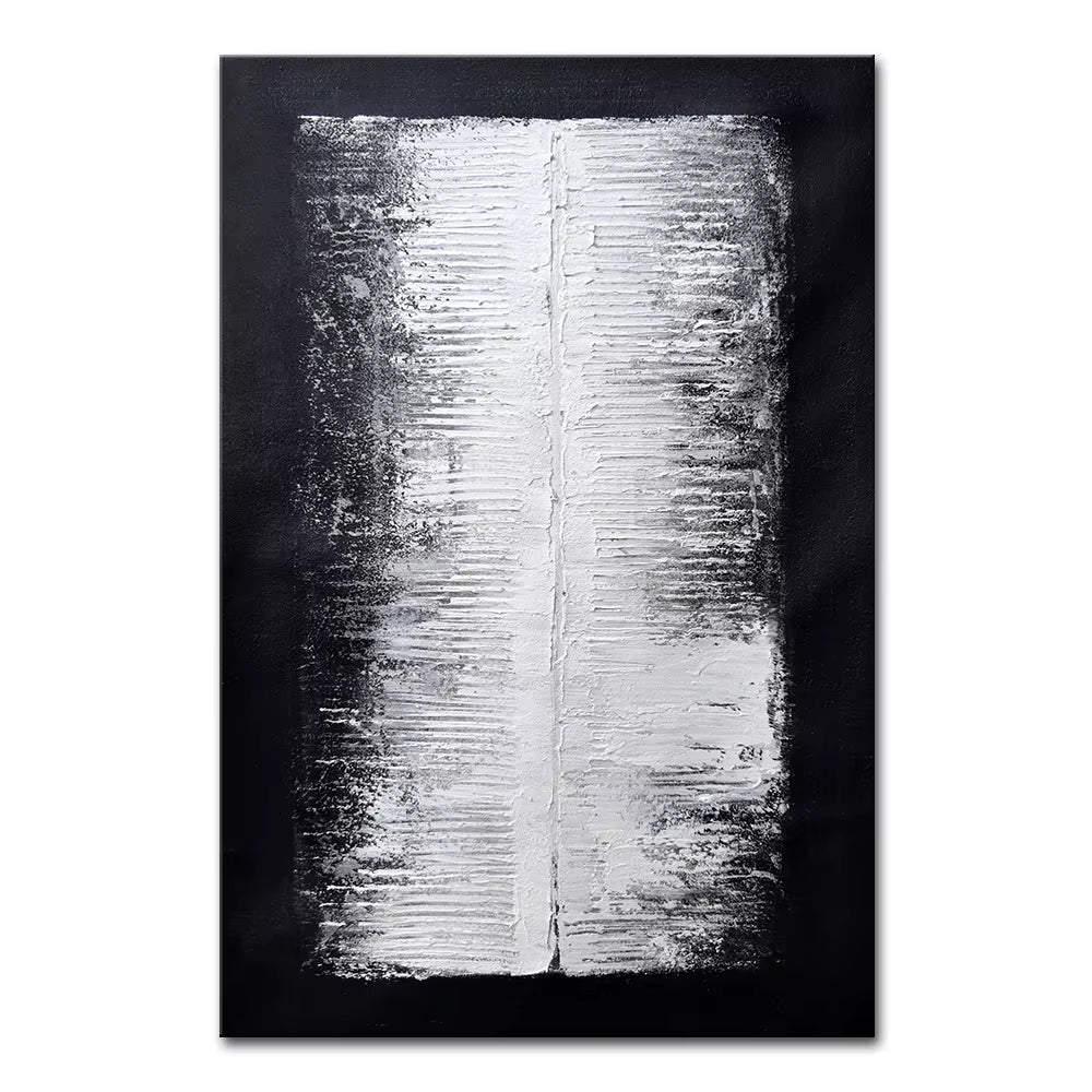 Abstract black and white art print on a white background