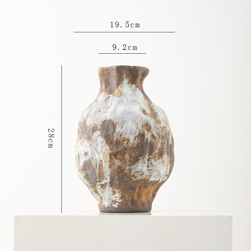 Decorative vase with dimensions on a white background