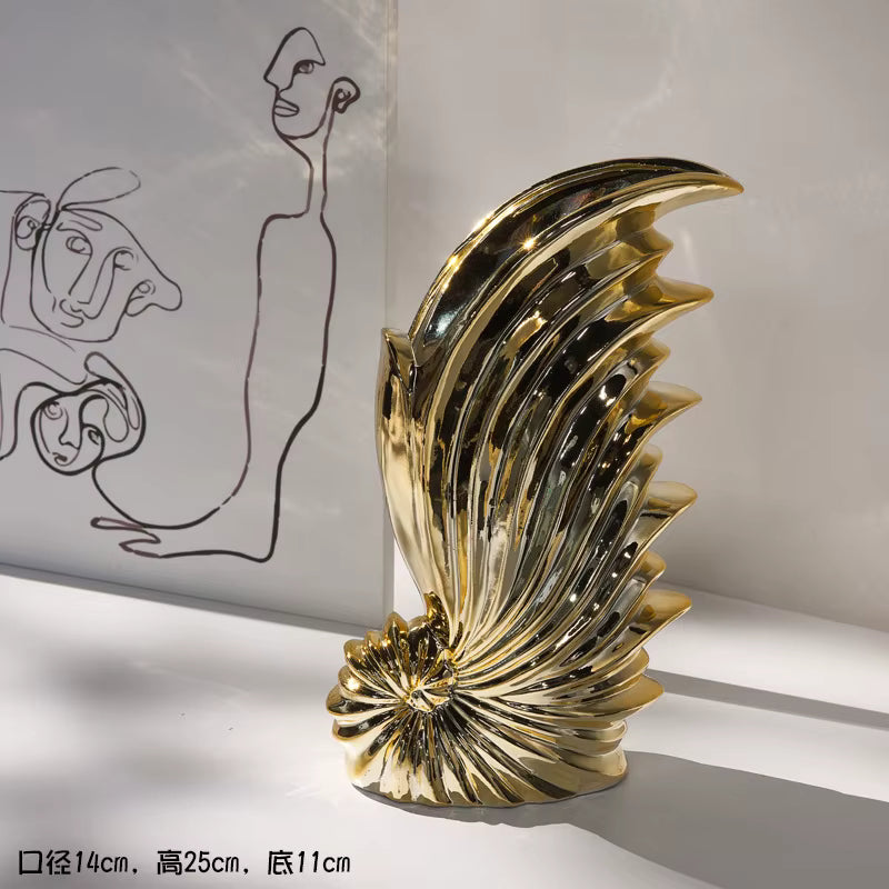 Gold decorative vase with artistic background
