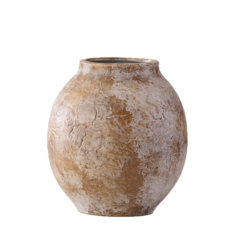 Brown textured vase on a white background