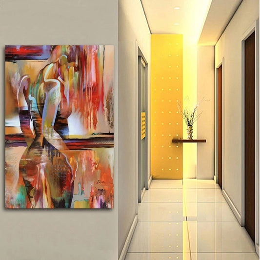 Modern hallway with abstract painting on the wall