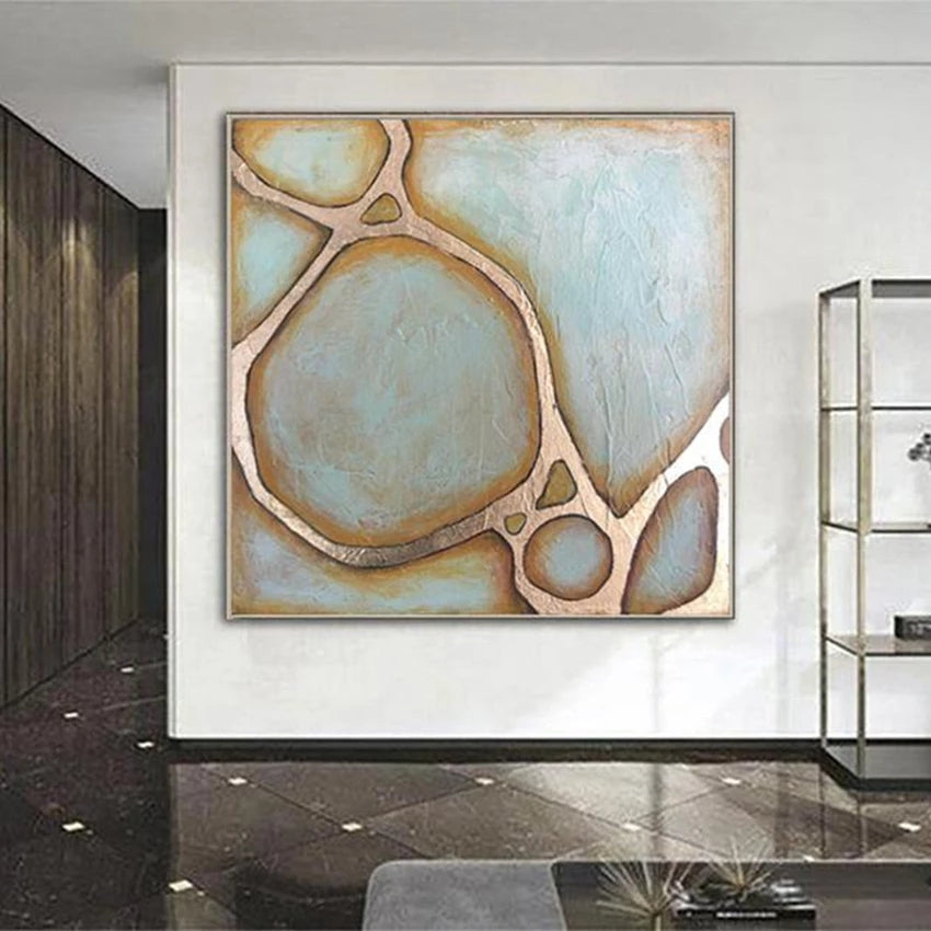 Abstract art piece in a modern interior setting