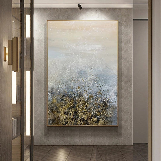 Abstract painting on a wall in a modern interior setting