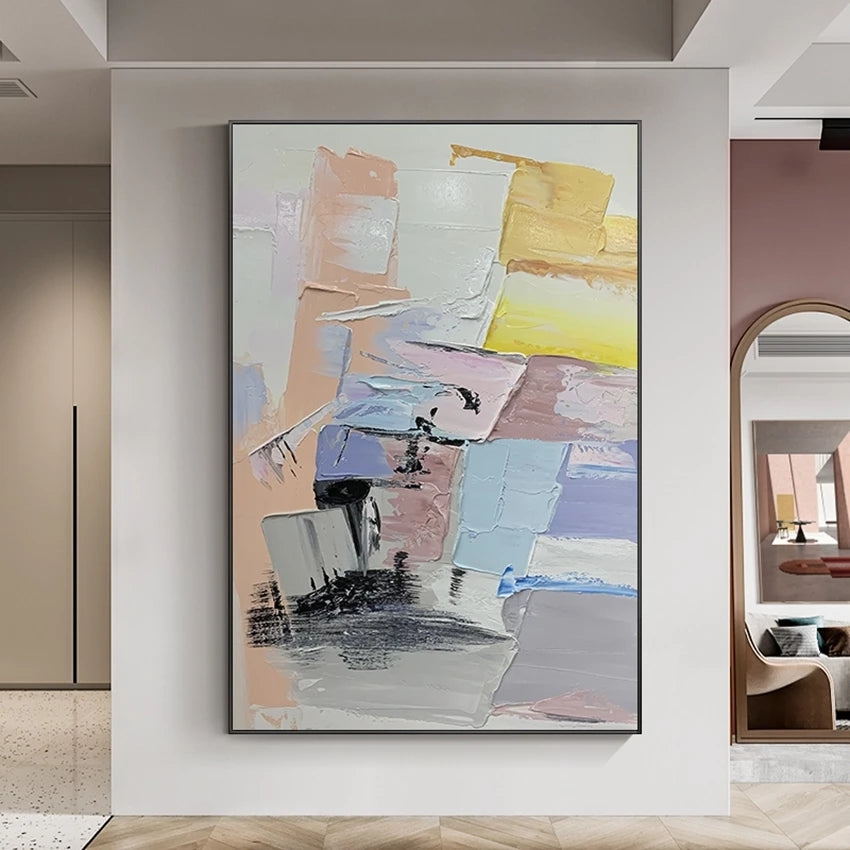 Abstract art painting in a modern interior setting