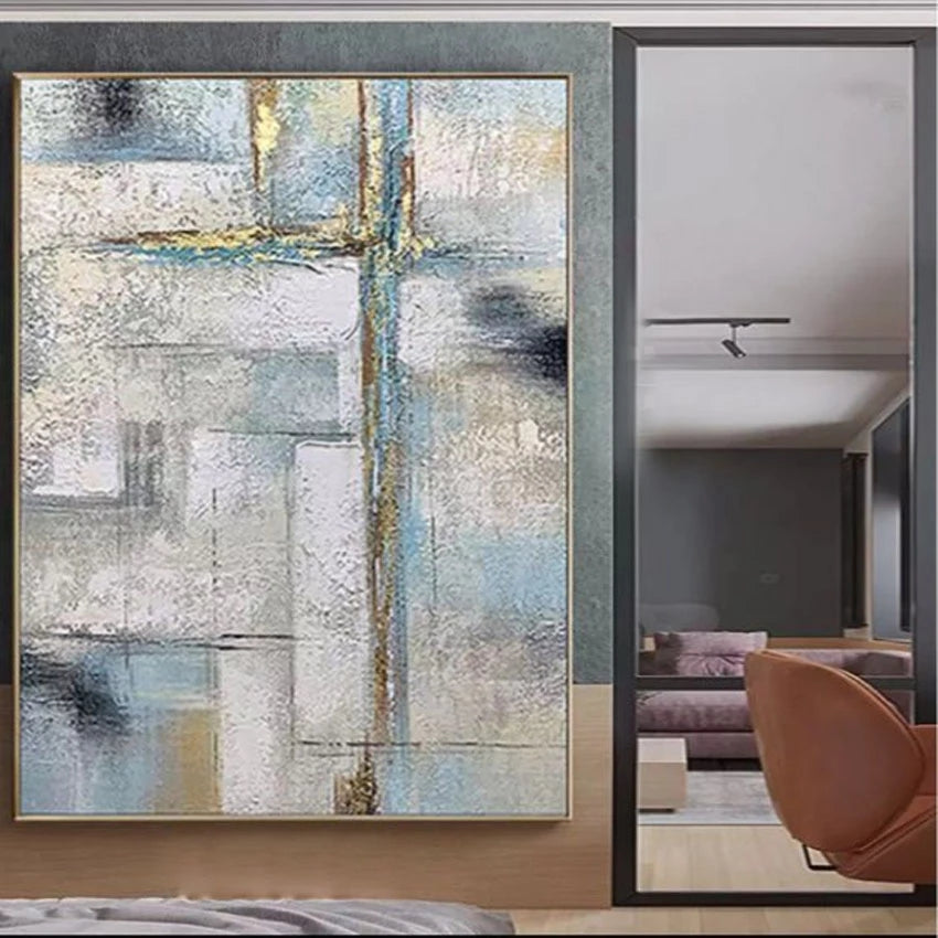 Abstract painting in a modern living room setting