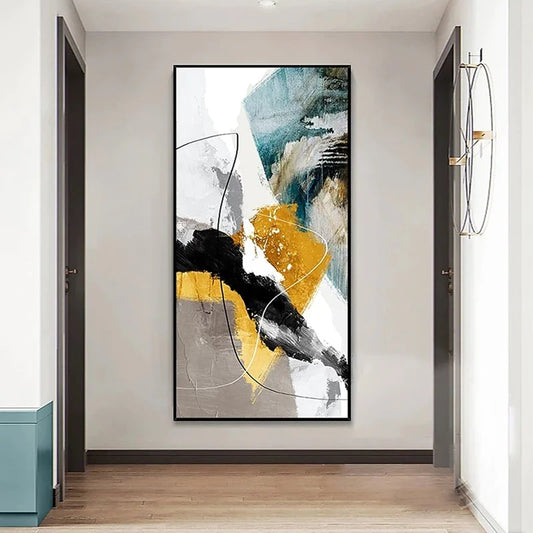 Abstract art painting in a modern interior setting