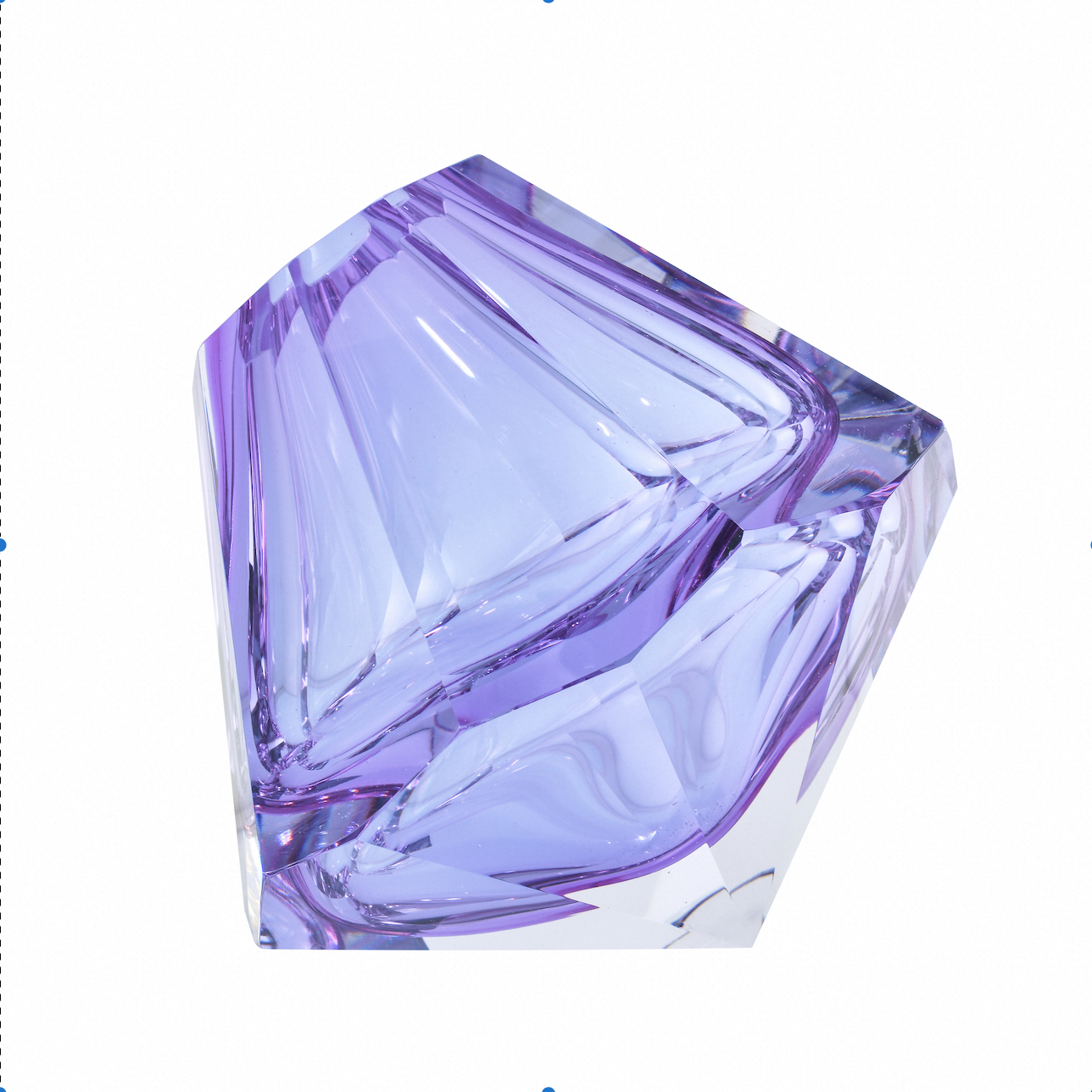 Purple crystal-like object on a white background
