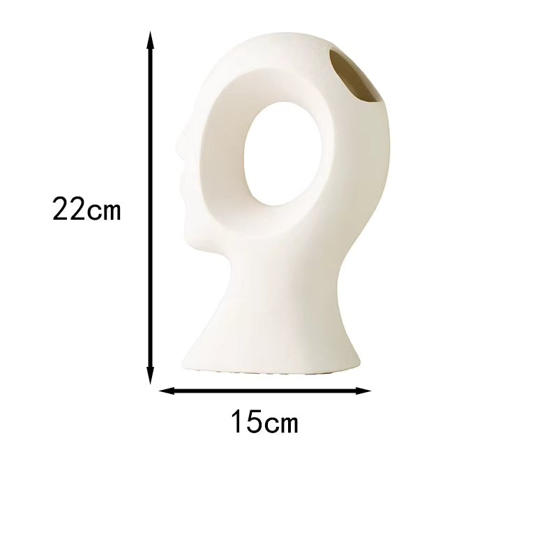 White vase with dimensions labeled on a white background