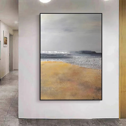 Framed abstract painting on a wall in a modern interior setting