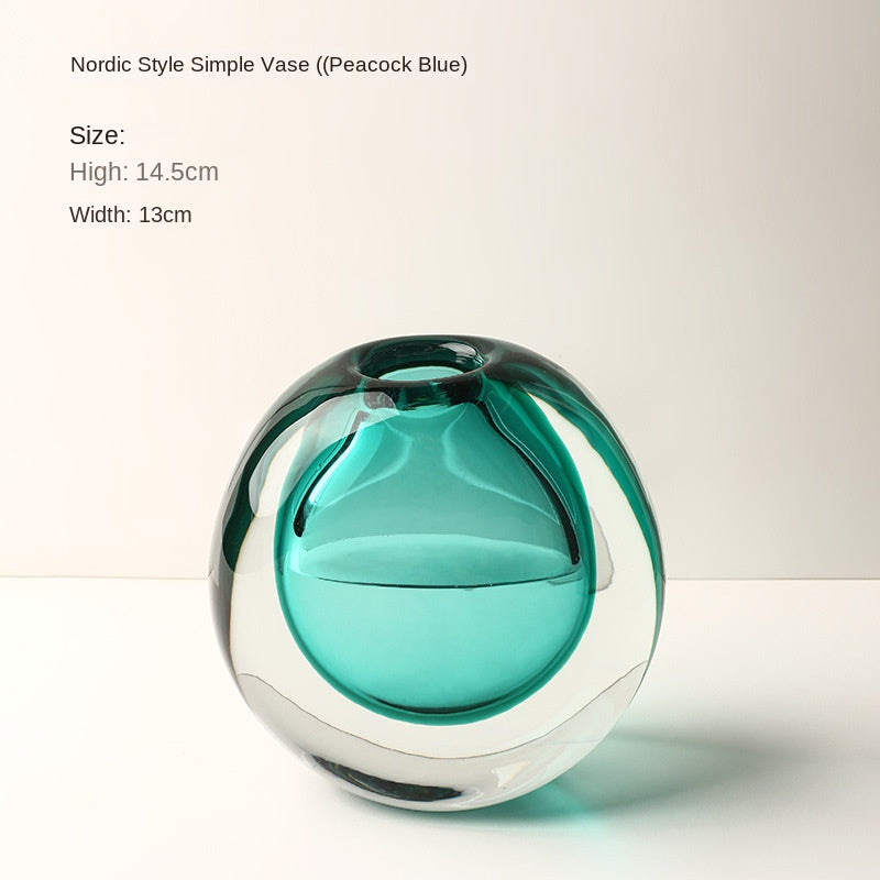 Nordic Style Simple Vase in Peacock Blue on a white background