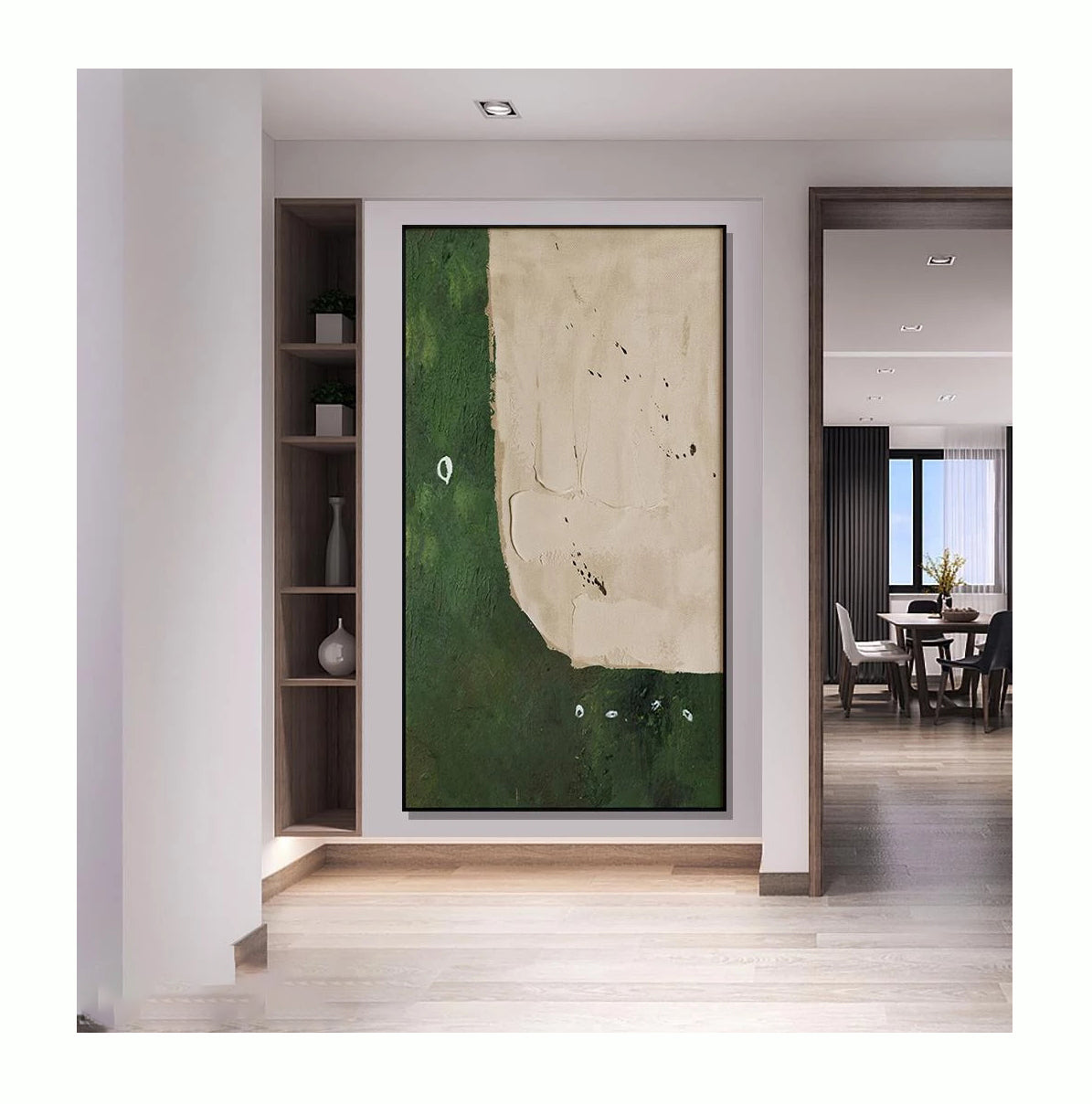Modern interior with a large abstract painting on the wall