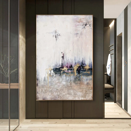Abstract painting on a wall in a modern interior setting