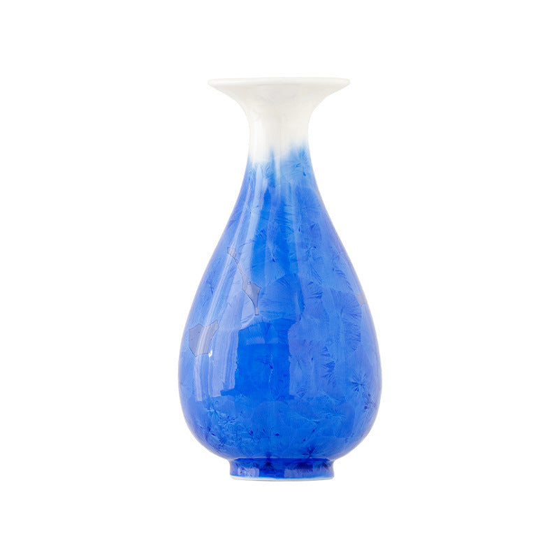 Blue and white vase on a white background