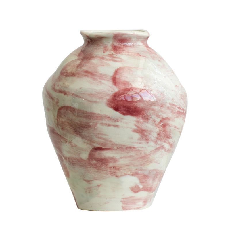 Marble-patterned vase on a white background