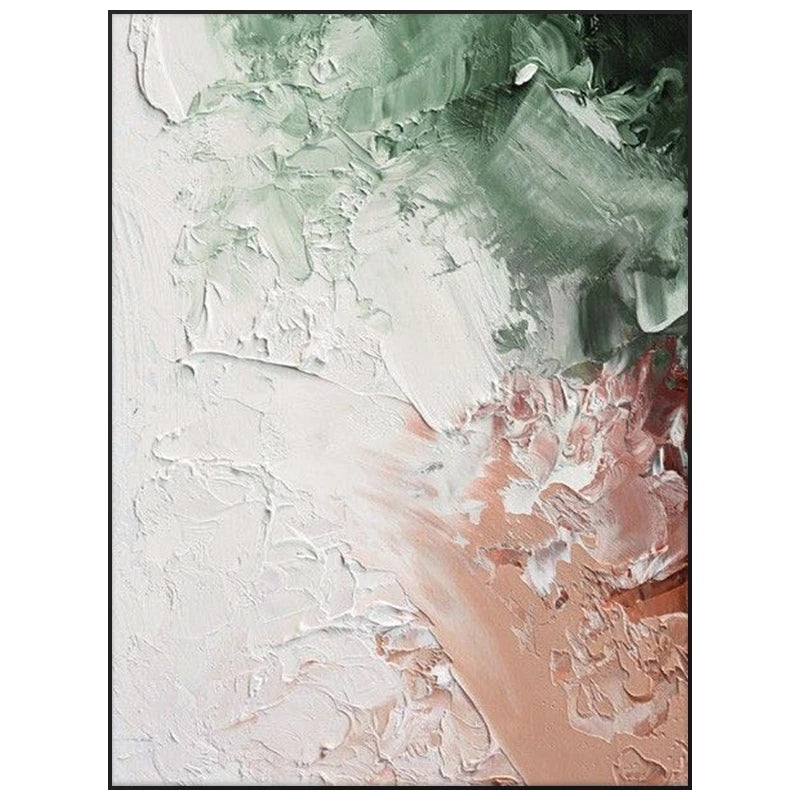 Abstract art with green and white colors on a white background