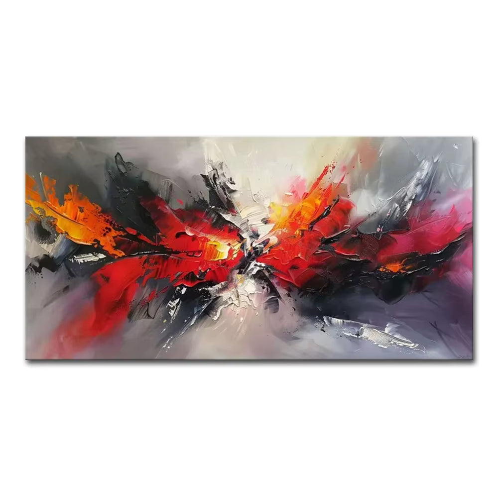 Abstract painting with vibrant colors on a white background
