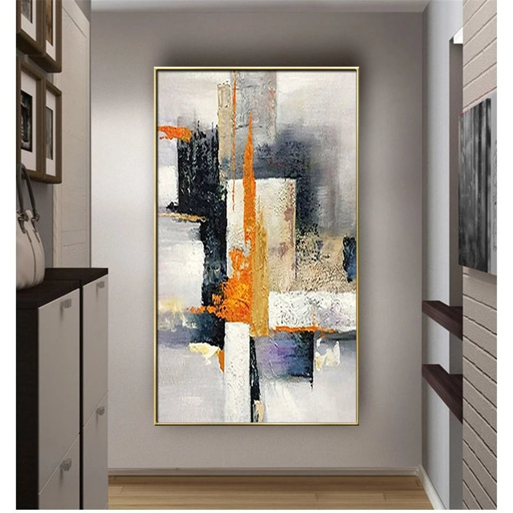 Abstract art painting in a modern interior setting