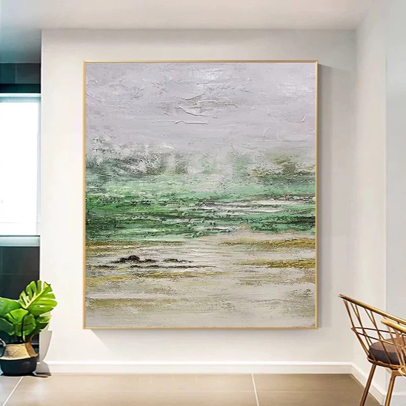 Abstract painting on a wall in a modern interior setting