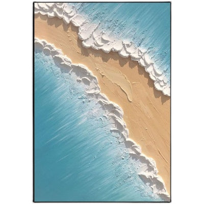 Beach scene with waves crashing onto sand