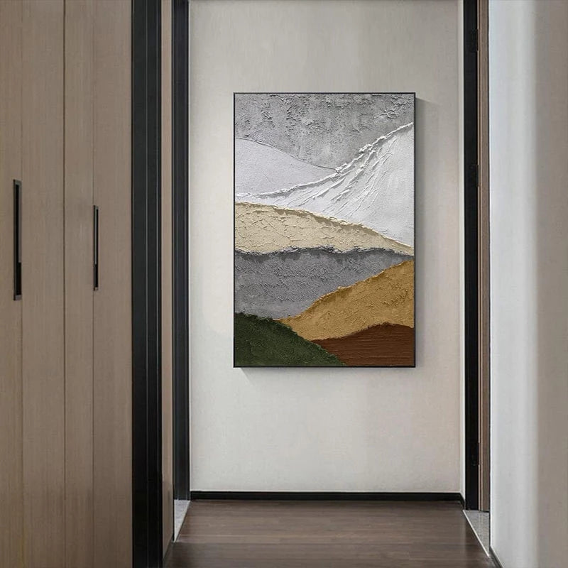 Abstract wall art in a modern interior setting