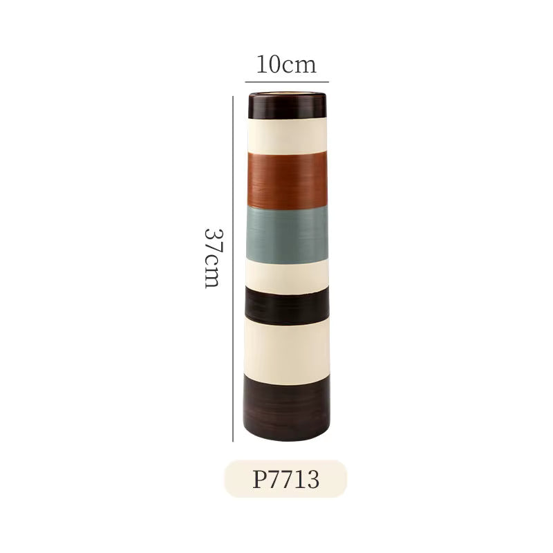 Colorful cylindrical object with dimensions and product code on a white background