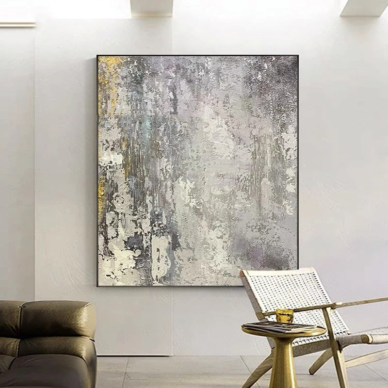 Abstract art painting in a modern living room setting