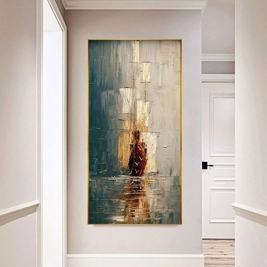 Abstract painting in a modern interior setting