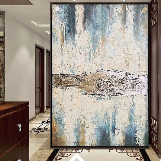 Abstract art painting in a modern interior setting