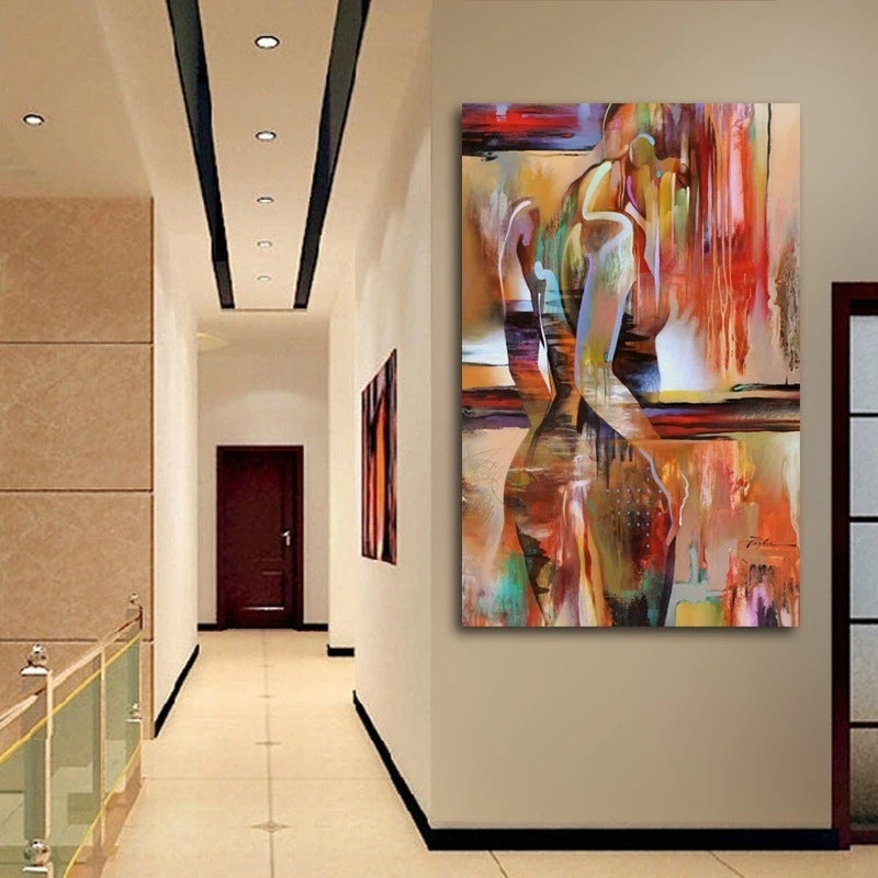 Modern interior with abstract art on a wall