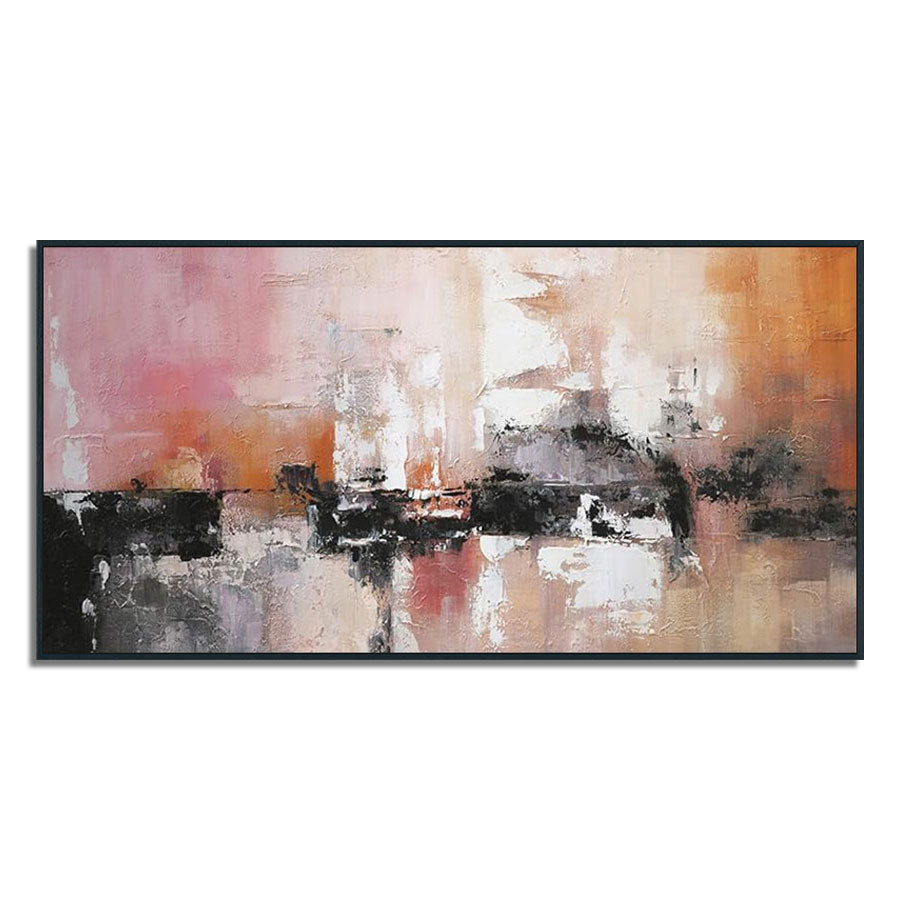 Abstract painting with a black frame on a white background