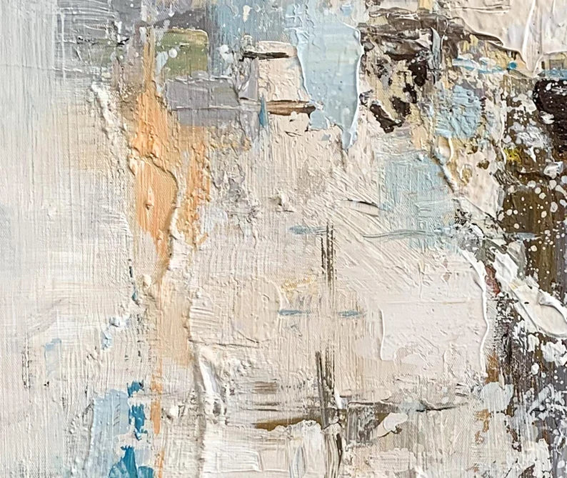 Abstract art with textured brush strokes in neutral colors