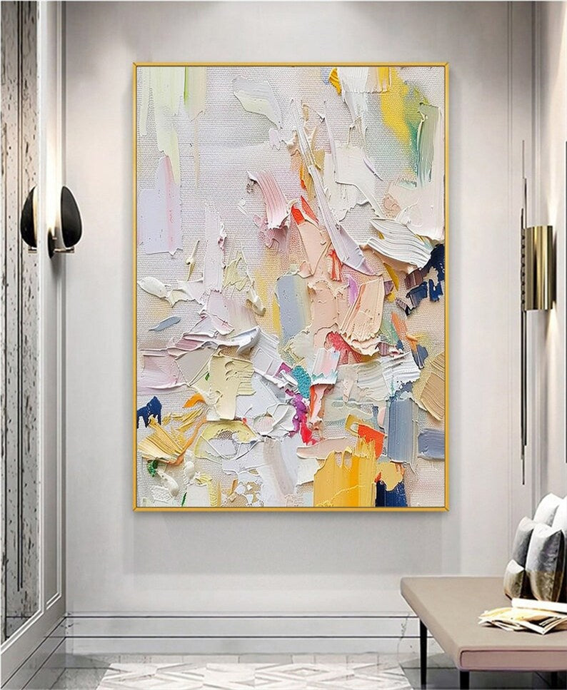 Abstract art painting in a modern interior setting