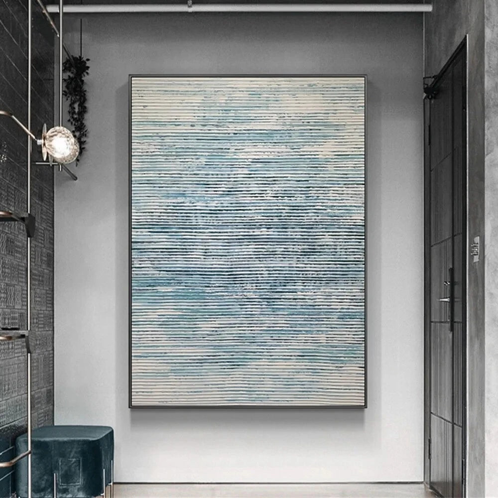 Abstract painting on a wall in a modern interior setting