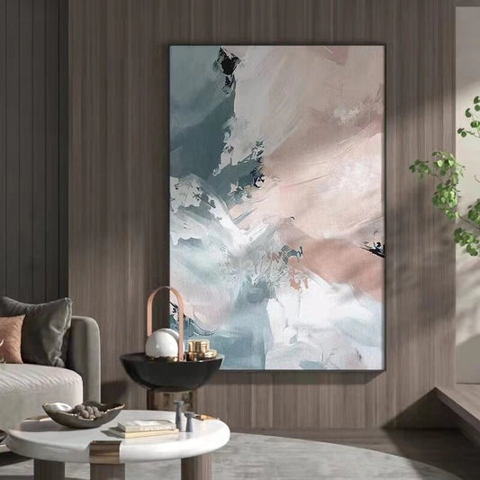 Abstract painting in a modern living room setting
