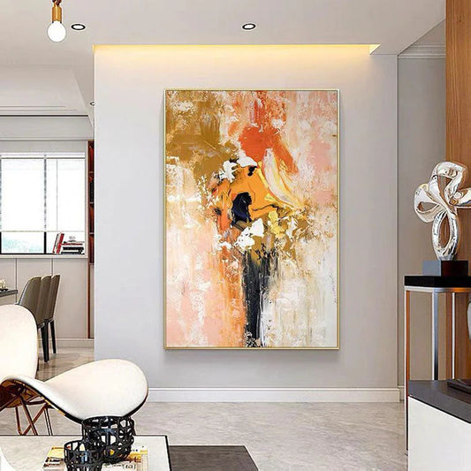 Abstract painting in a modern living room setting