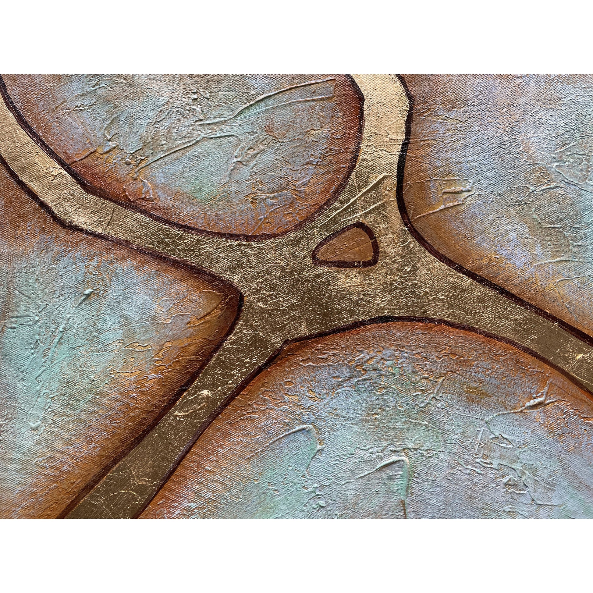 Abstract art with textured brown and beige colors on a white background