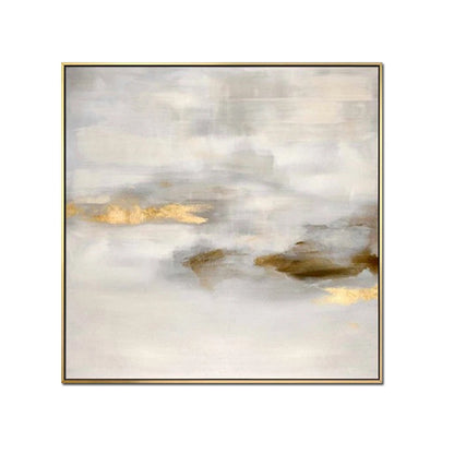 Abstract art piece with gold accents on a white background