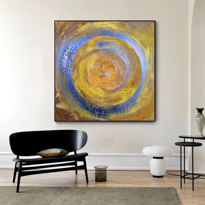 Abstract painting in a living room with modern furniture