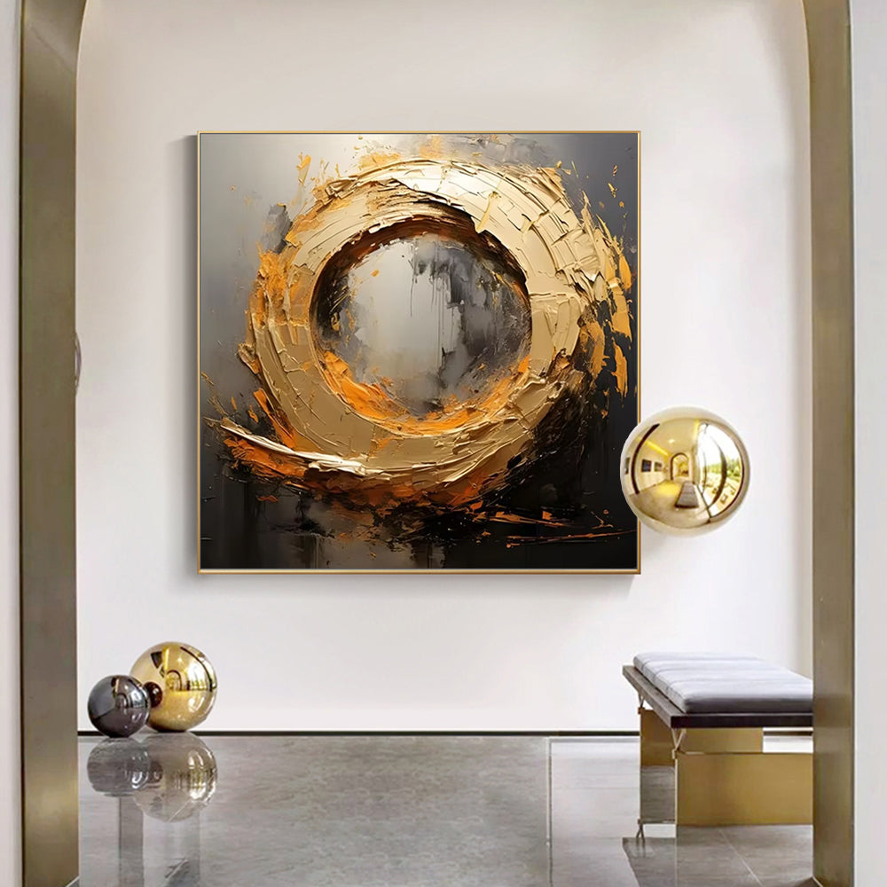 Modern interior with abstract art and decorative spheres