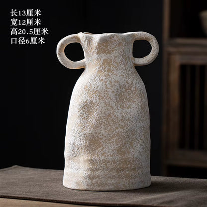 Decorative vase with handles on a dark background