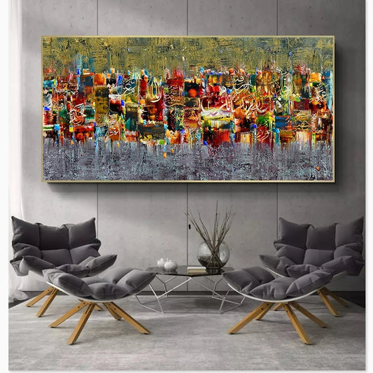 Modern living room with abstract painting on the wall