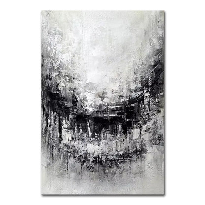 Abstract black and white painting on a white background