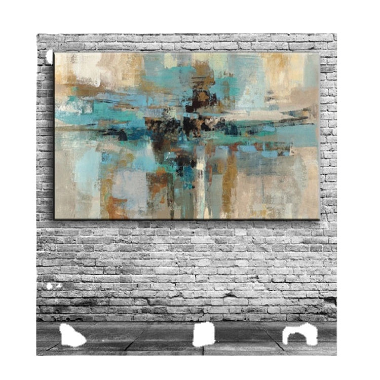 Abstract painting on a brick wall