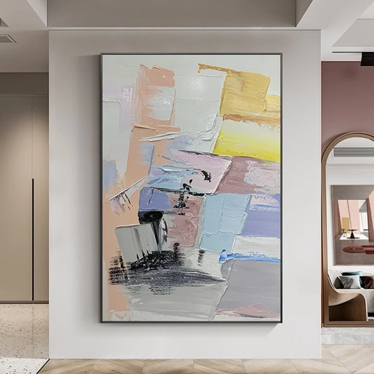 Abstract art painting in a modern interior setting