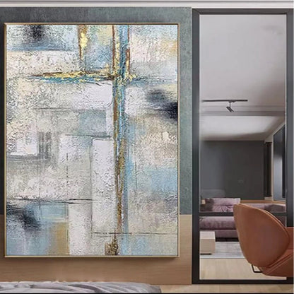 Abstract painting in a modern living room setting